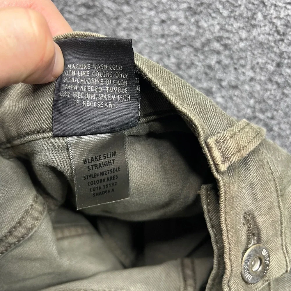 Hudson Pants Mens 31 Olive Green Fits 31x33 Blake Slim Ares M275DLE Button Fly‎